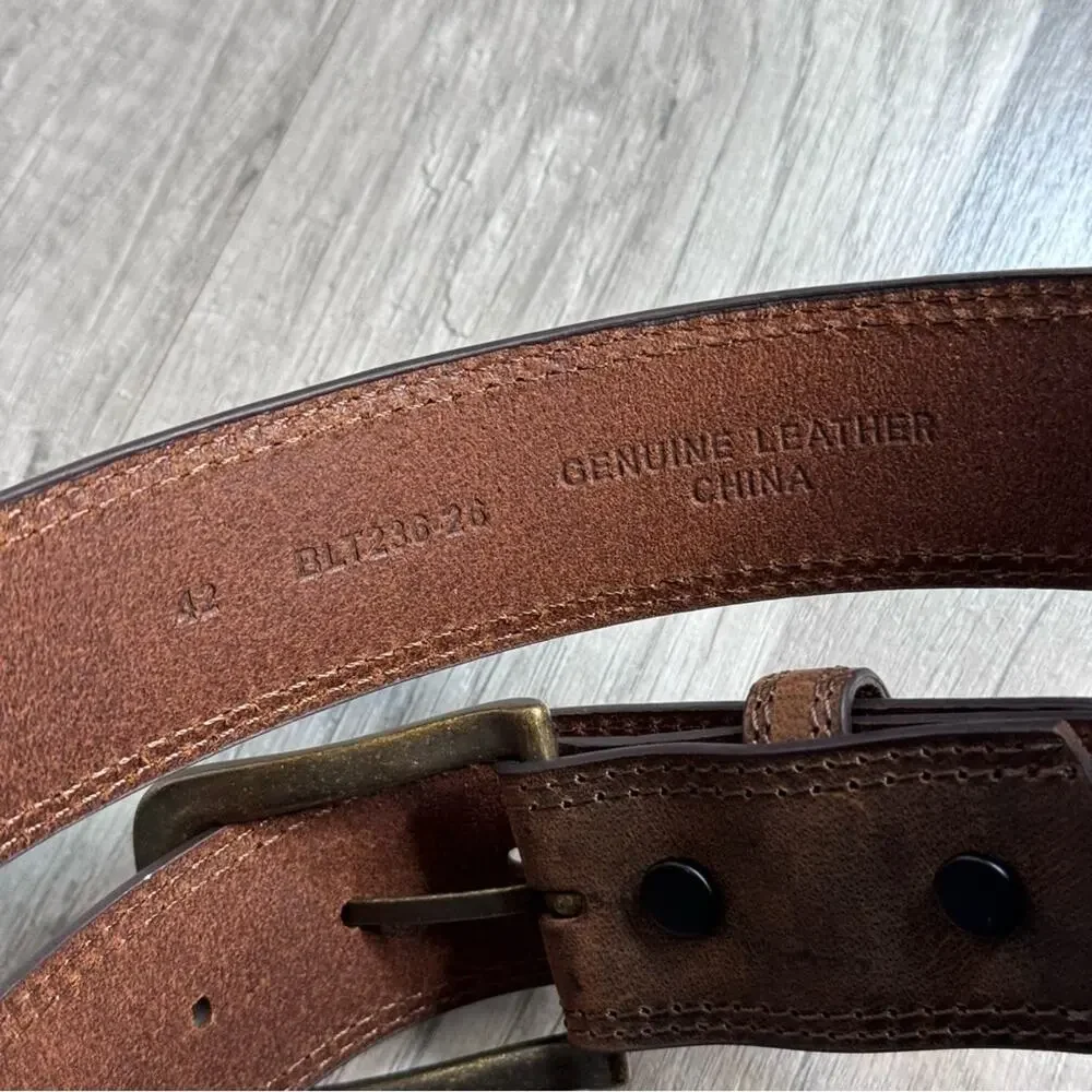 Brown Leather Belt with 12 Gauge Shotgun Shell Accents SZ 42 Western Rodeo Style